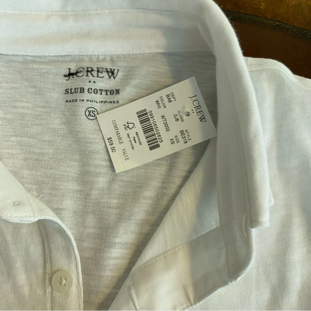J. Crew factory Men's Short Sleeve Slub Jersey‎ Pocket Polo Shirt  White Size xs